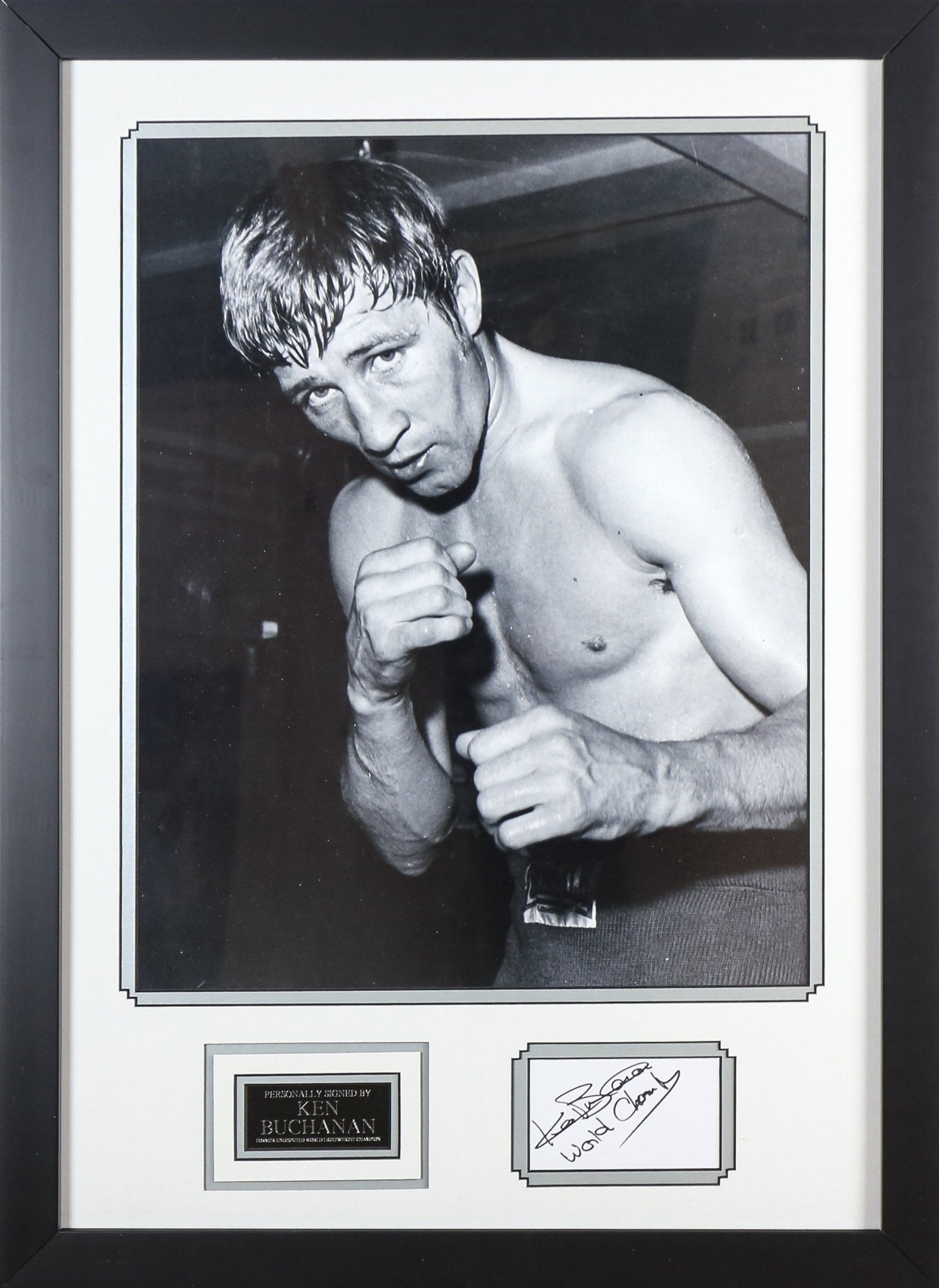 Ken Buchanan Signed White card Framed Display - Memorabilia Framers Shop